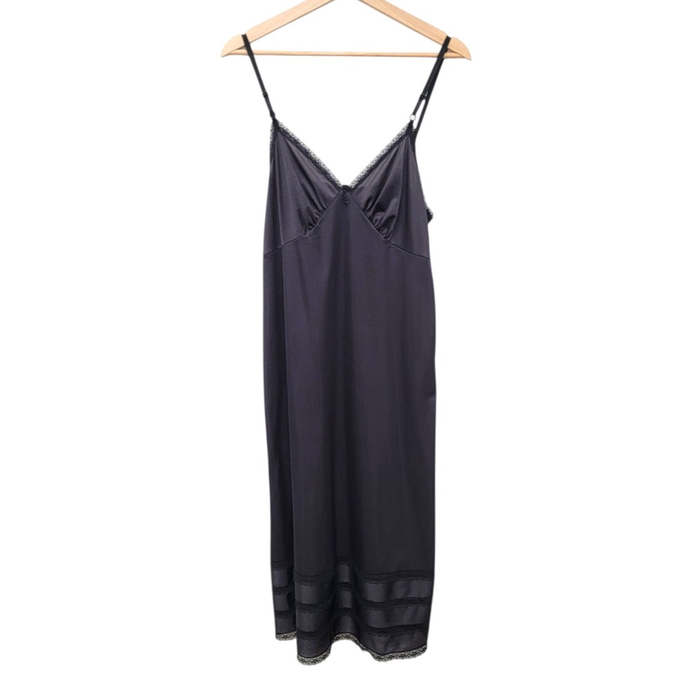 Vintage Sears Full Slip Dress Women‎ 34 Small Black Lace Trim Antron III Nylon